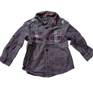 Genuine Kids from OshKosh Toddler Boy Button-Down Shirt – Grey Plaid – Size 2T